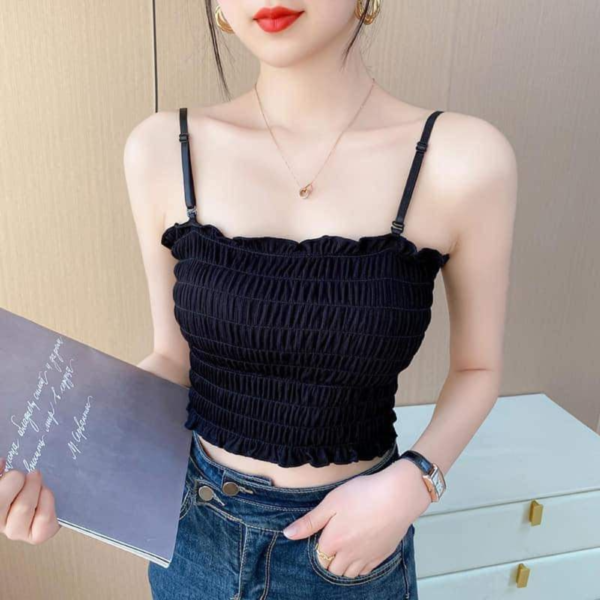 Padded Crop Top - Black