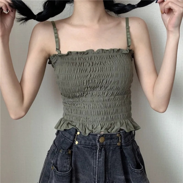 Padded Crop Top - Dark SeaGreen