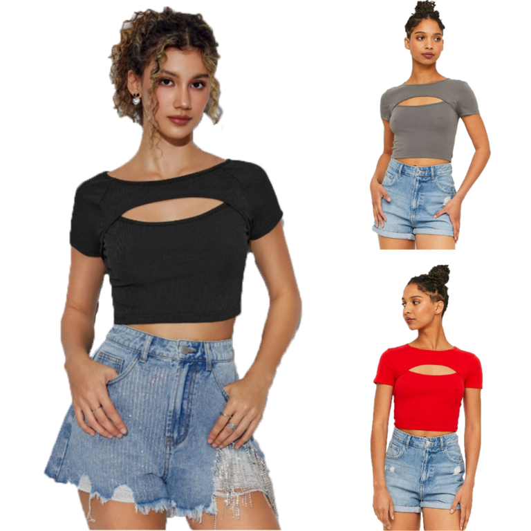 Short Sleeve Cutout Crop Top Cover