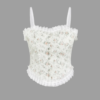 Floral Net Padded Tank Top - White