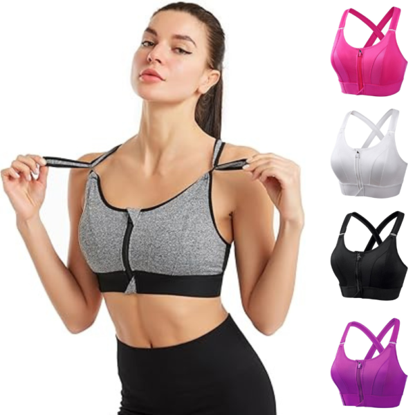 Front Zipper Sports Bra - Cover