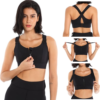 Model in Front Zipper Sports Bra - Black